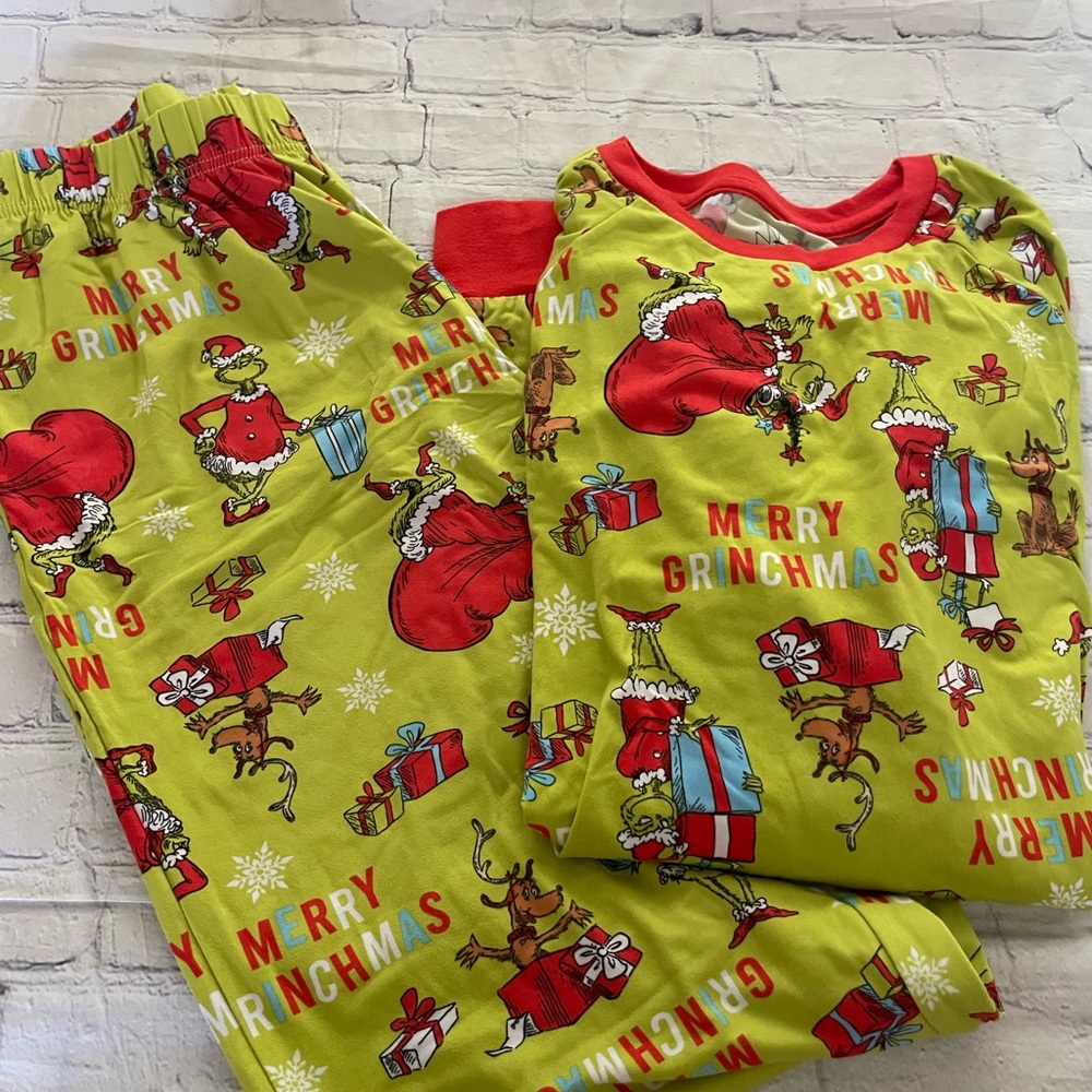 Men's Grinch Pajama Set Merry Grinchmas Green and Red